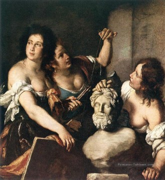 Allégorie des Arts italien Baroque Bernardo Strozzi Peinture à l'huile